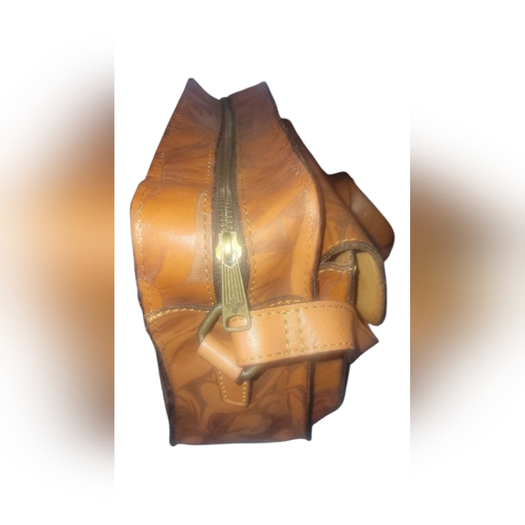 Patricia Nash Vintage Maxela Twist Lock Laser Floral Tan Leather Crossbody Bag - Picture 5 of 10